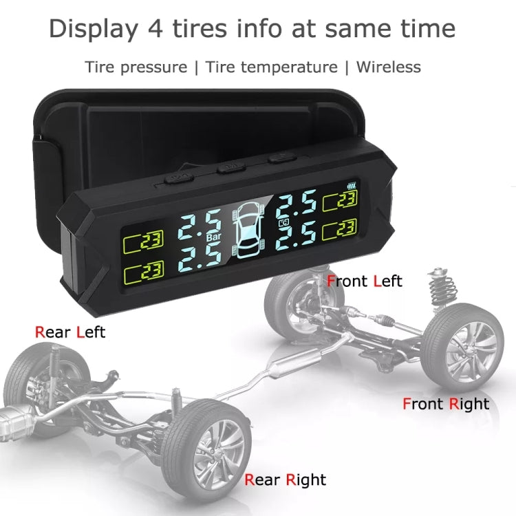 Car High Precision Solar Charging Tire Pressure Monitoring System TPMS, Built-in Beep Sensor - In Car by buy2fix | Online Shopping UK | buy2fix