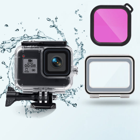 45m Waterproof Case + Touch Back Cover + Color Lens Filter for GoPro HERO8 Black (Purple) - DJI & GoPro Accessories by buy2fix | Online Shopping UK | buy2fix