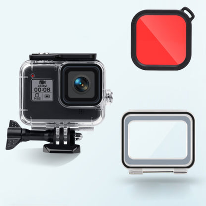 45m Waterproof Case + Touch Back Cover + Color Lens Filter for GoPro HERO8 Black (Red) - DJI & GoPro Accessories by buy2fix | Online Shopping UK | buy2fix