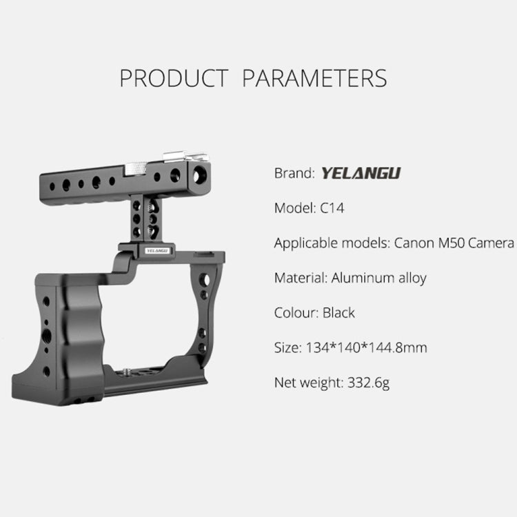 YELANGU C14 YLG0714A Video Camera Cage Stabilizer with Handle for Canon EOS M50(Black) - Camera Cage by YELANGU | Online Shopping UK | buy2fix