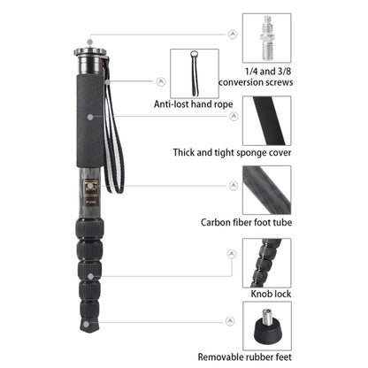 BEXIN P306C Portable Travel Outdoor DSLR Camera Carbon Fiber Monopod Holder (Black) - Camera Accessories by BEXIN | Online Shopping UK | buy2fix