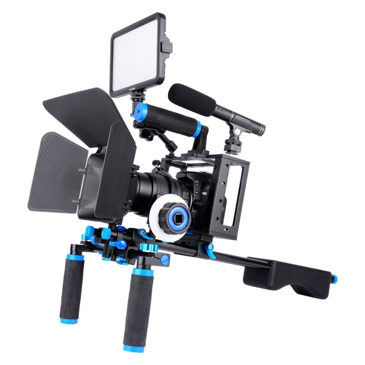 YELANGU D222 Dual Handles Camera Shoulder Mount + Camera Cage Stabilizer Kit with Matte Box + Follow Focus for DSLR Camera / Video Camera - Camera Accessories by YELANGU | Online Shopping UK | buy2fix