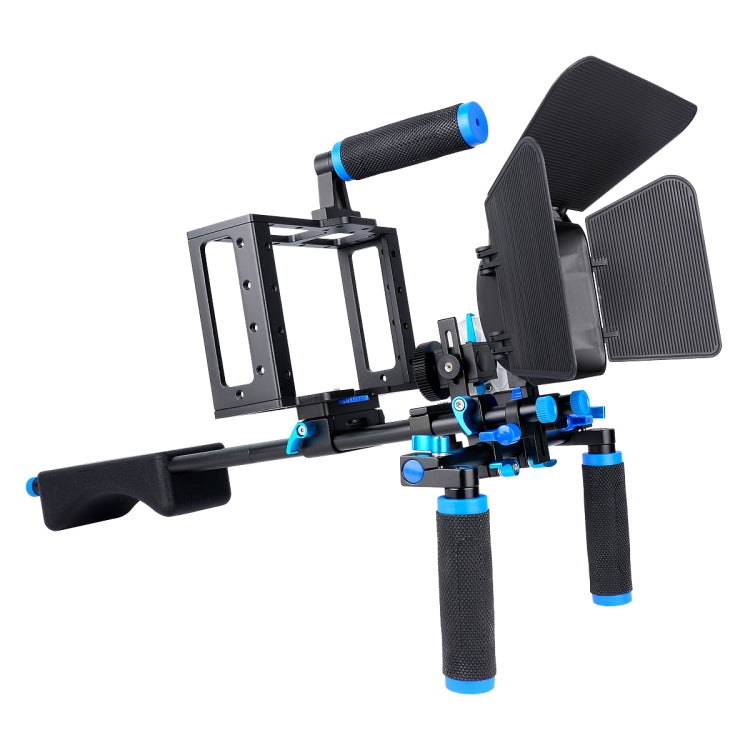 YELANGU D222 Dual Handles Camera Shoulder Mount + Camera Cage Stabilizer Kit with Matte Box + Follow Focus for DSLR Camera / Video Camera - Camera Accessories by YELANGU | Online Shopping UK | buy2fix