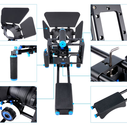 YELANGU D222 Dual Handles Camera Shoulder Mount + Camera Cage Stabilizer Kit with Matte Box + Follow Focus for DSLR Camera / Video Camera - Camera Accessories by YELANGU | Online Shopping UK | buy2fix