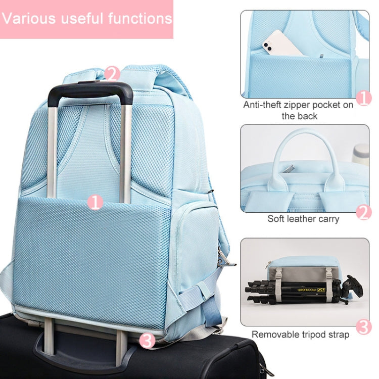 CADeN Camera Layered Laptop Backpacks Large Capacity Shockproof Bags, Size: 37 x 17 x 30cm (Pink) - Camera Accessories by CADeN | Online Shopping UK | buy2fix