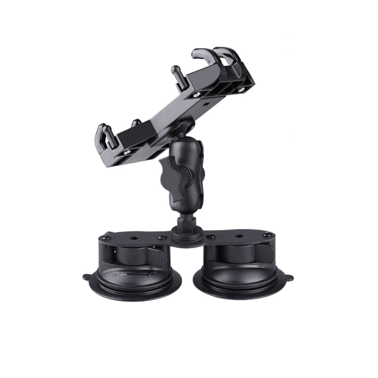 Dual Suction Cup Mount Phone Holder with Tripod Adapter & Steel Tether & Safety Buckle(Black) - In Car by buy2fix | Online Shopping UK | buy2fix