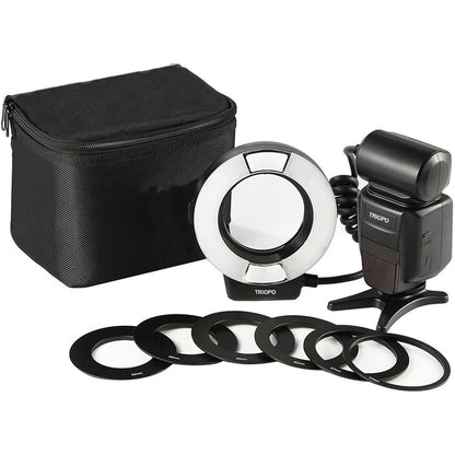 TRIOPO TR-15EX Macro Ring TTL Flash Light with 6 Different Size Adapter Rings For Canon E-TTL(Black) - Camera Accessories by TRIOPO | Online Shopping UK | buy2fix