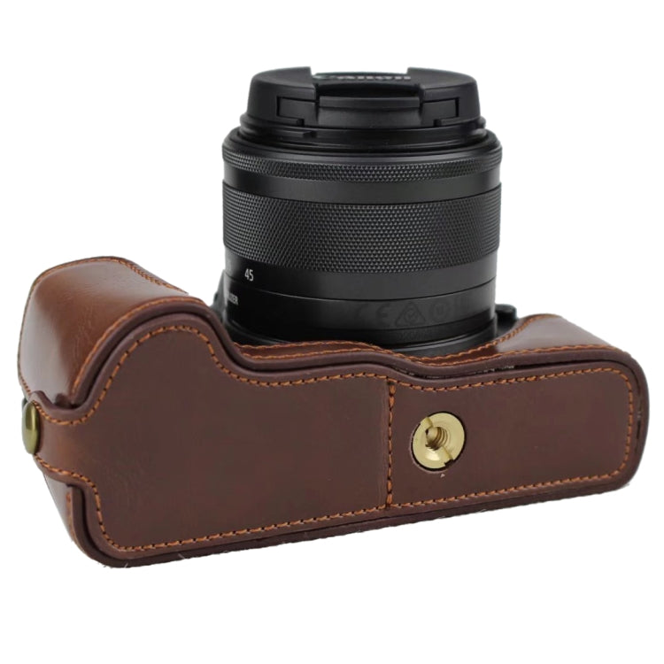 1/4 inch Thread PU Leather Camera Half Case Base for Canon EOS M50 / M50 Mark II (Brown) - Camera Accessories by buy2fix | Online Shopping UK | buy2fix