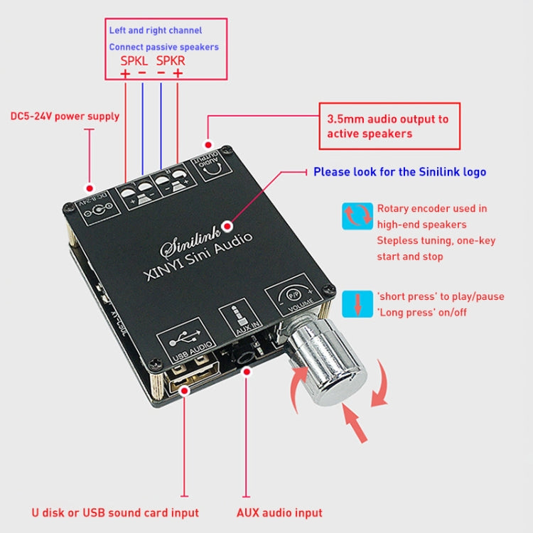 50W MP3 Stereo Audio Digital Power Amplifier Board Bluetooth Amplifier Module, with Shell - Consumer Electronics by buy2fix | Online Shopping UK | buy2fix