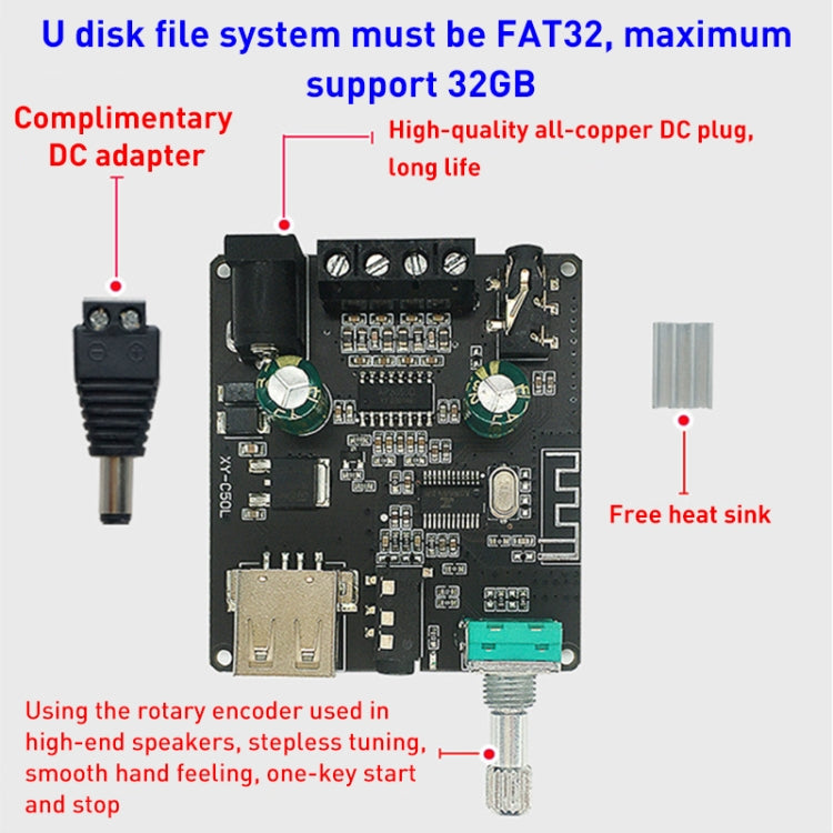 50W MP3 Stereo Audio Digital Power Amplifier Board Bluetooth Amplifier Module, with Shell - Consumer Electronics by buy2fix | Online Shopping UK | buy2fix