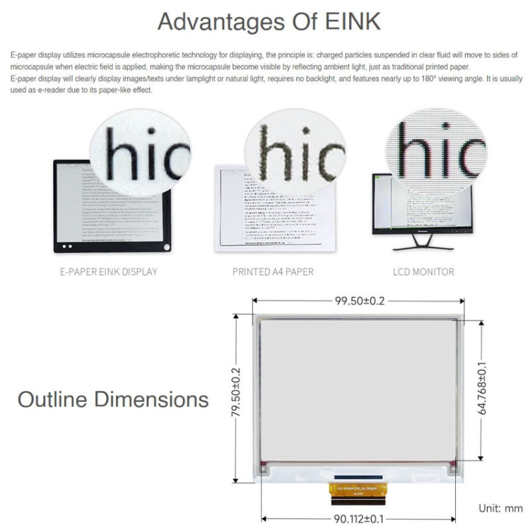 Waveshare 4.37 inch 512 x 368 Pixel Red Yellow Black White E-Paper (G) Raw Display Panel - Consumer Electronics by WAVESHARE | Online Shopping UK | buy2fix