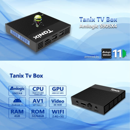 Tanix X4 Android 11 Smart TV Box, Amlogic S905X4 Quad Core, 4GB+32GB, Dual Wifi, BT(US Plug) - Consumer Electronics by buy2fix | Online Shopping UK | buy2fix