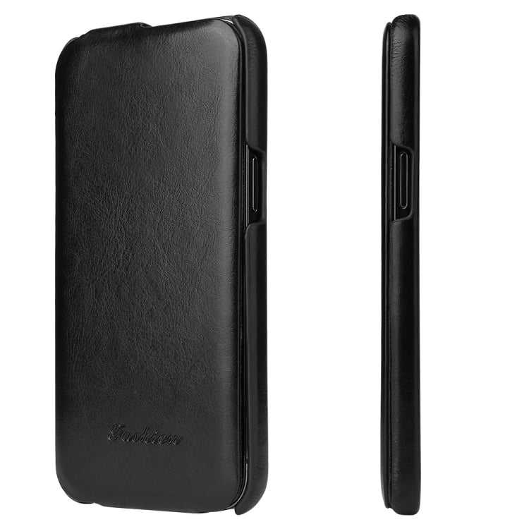 For iPhone 12 mini Fierre Shann Retro Oil Wax Texture Vertical Flip PU Leather Case (Black) - iPhone 12 mini Cases by FIERRE SHANN | Online Shopping UK | buy2fix