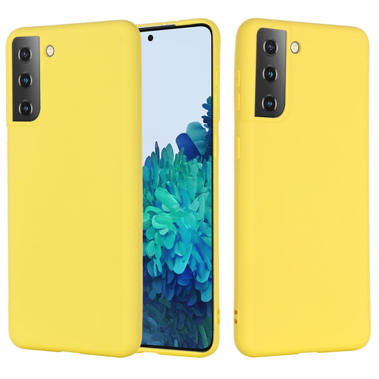 For Samsung Galaxy S21 5G Pure Color Liquid Silicone Shockproof Full Coverage Case(Yellow) - Samsung Accessories by buy2fix | Online Shopping UK | buy2fix