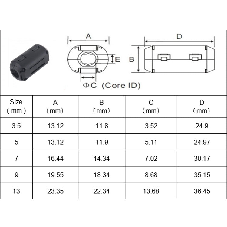 10 PCS / Pack 5mm Anti-interference Degaussing Ring Ferrite Ring Cable Clip Core Noise Suppressor Filter - In Car by buy2fix | Online Shopping UK | buy2fix