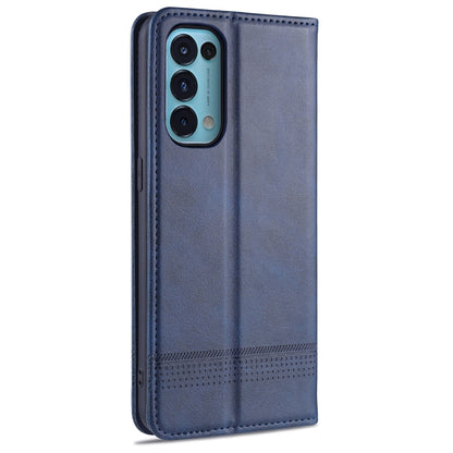 For Oppo Reno5 5G AZNS Magnetic Calf Texture Horizontal Flip Leather Case with Card Slots & Holder & Wallet(Dark Blue) - OPPO Cases by AZNS | Online Shopping UK | buy2fix