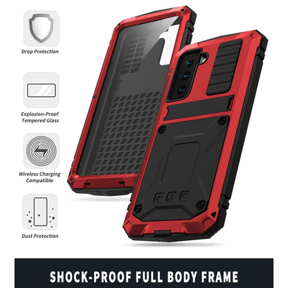 For Samsung Galaxy S21+ 5G R-JUST Shockproof Waterproof Dust-proof Metal + Silicone Protective Case with Holder(Red) - Galaxy S21+ 5G Cases by R-JUST | Online Shopping UK | buy2fix