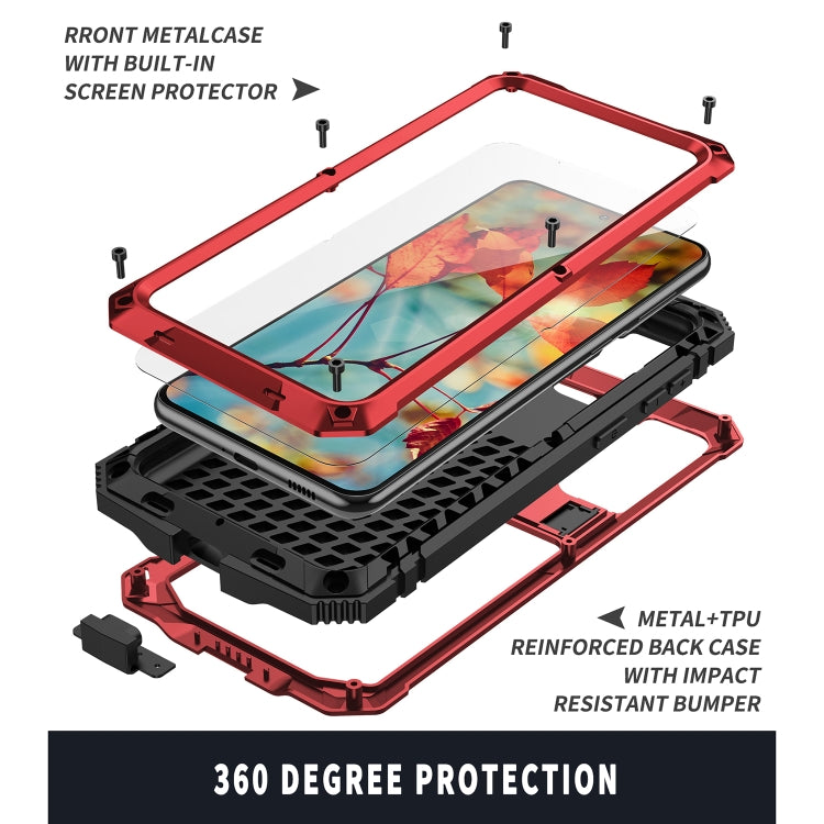 For Samsung Galaxy S21+ 5G R-JUST Shockproof Waterproof Dust-proof Metal + Silicone Protective Case with Holder(Red) - Galaxy S21+ 5G Cases by R-JUST | Online Shopping UK | buy2fix