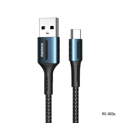 Remax RC-003a 2.4A Type-C / USB-C Barrett Series Charging Data Cable, Length: 1m(Black) - USB-C & Type-C Cable by REMAX | Online Shopping UK | buy2fix