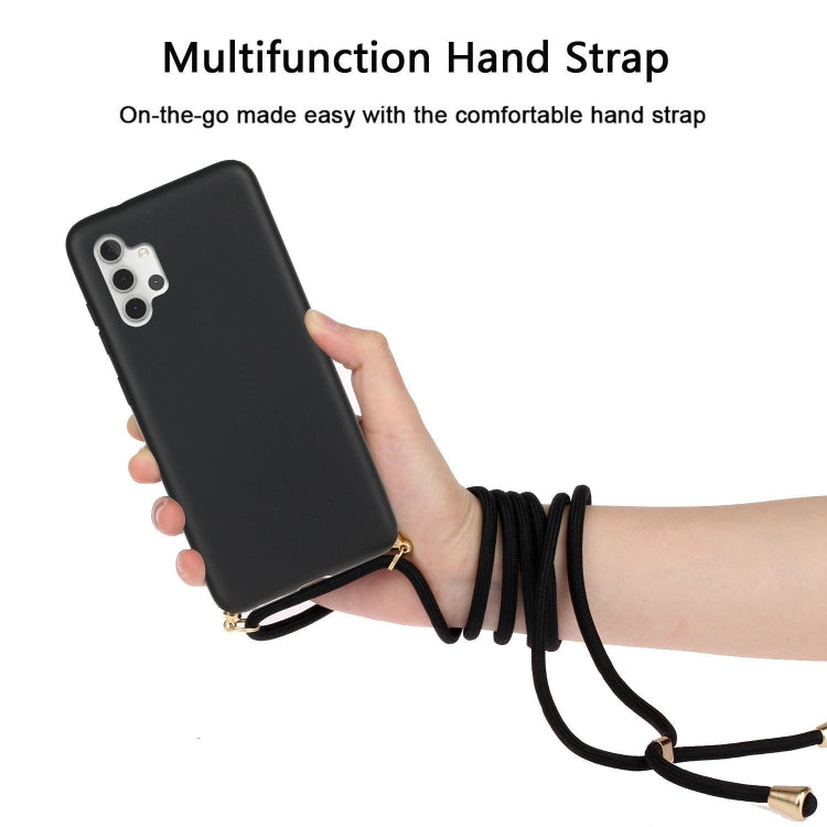 For Samsung Galaxy A32 5G Wheat Straw Material + TPU Protective Case with Lanyard(Black) - Samsung Accessories by buy2fix | Online Shopping UK | buy2fix