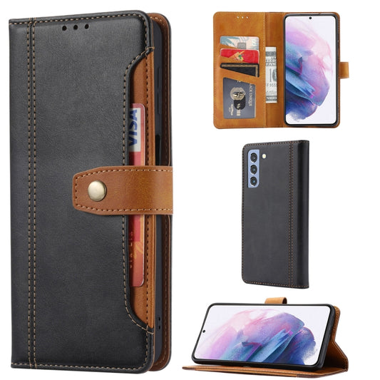 For Samsung Galaxy S21 FE Calf Texture Double Fold Clasp Horizontal Flip Leather Case with Photo Frame & Holder & Card Slots & Wallet(Black) - Samsung Accessories by buy2fix | Online Shopping UK | buy2fix