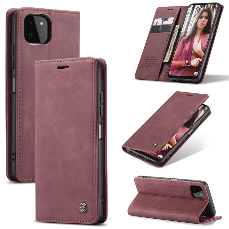 For Samsung Galaxy A22 5G CaseMe 013 Multifunctional Horizontal Flip Leather Case with Card Slot & Holder & Wallet(Wine Red) - Samsung Accessories by CaseMe | Online Shopping UK | buy2fix