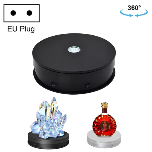 20cm Electric Rotating Turntable Display Stand LED Light Video Shooting Props Turntable, Power Plug:220V EU Plug(Black) - Camera Accessories by buy2fix | Online Shopping UK | buy2fix
