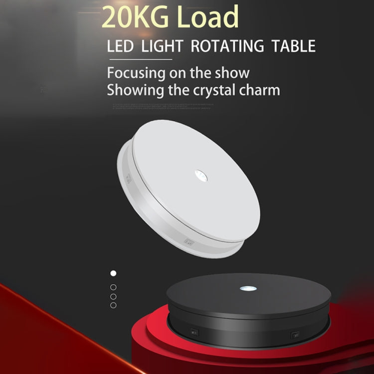 20cm Electric Rotating Turntable Display Stand LED Light Video Shooting Props Turntable, Power Plug:220V AU Plug(White) - Camera Accessories by buy2fix | Online Shopping UK | buy2fix