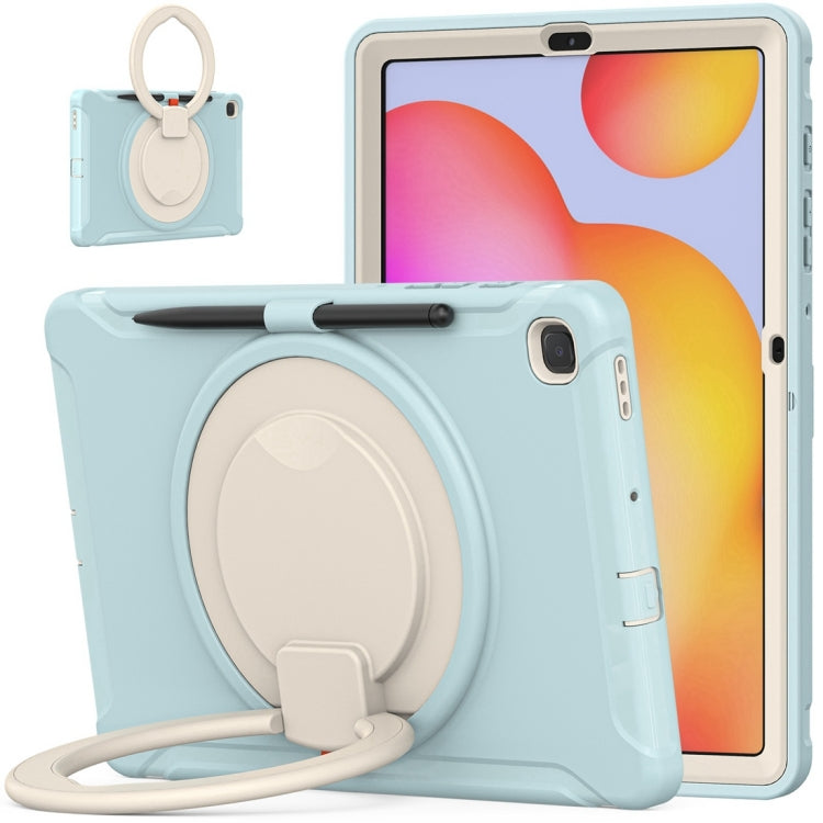 Shockproof TPU + PC Protective Case with 360 Degree Rotation Foldable Handle Grip Holder & Pen Slot For Samsung Galaxy Tab S6 Lite 10.4 inch P610(Ice Crystal Blue) - Tab S6 Lite P610 / P615 by buy2fix | Online Shopping UK | buy2fix