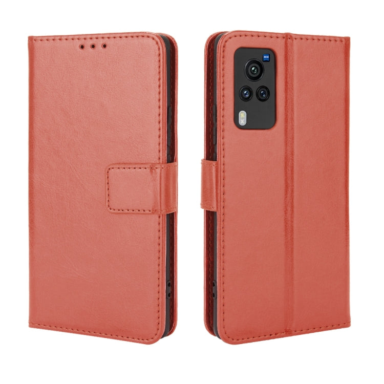 For vivo X60 Pro Overseas Version / X60 5G Curved Surface Version Crazy Horse Texture Horizontal Flip Leather Case with Holder & Card Slots & Lanyard(Brown) - OPPO Cases by buy2fix | Online Shopping UK | buy2fix