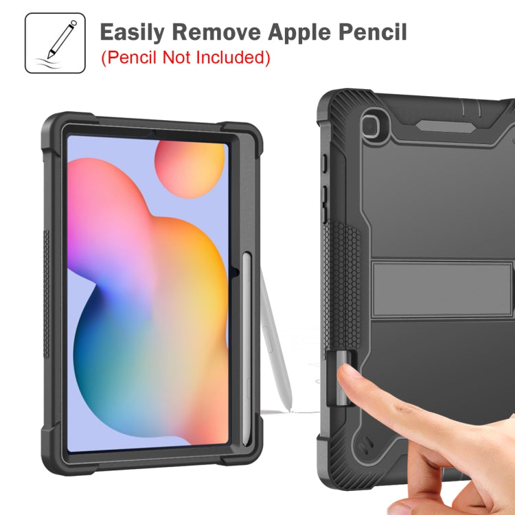 For Samsung Galaxy Tab S6 Lite Silicone + PC Shockproof Protective Case with Holder(Black) - Tab S6 Lite P610 / P615 by buy2fix | Online Shopping UK | buy2fix