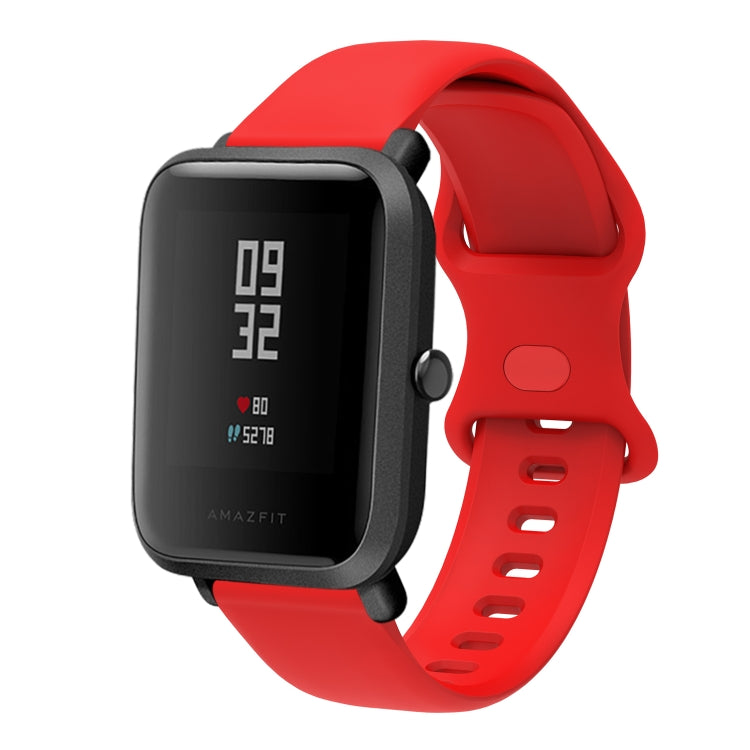 22mm For Amazfit GTS 2e Butterfly Buckle Silicone Watch Band(Red) - Watch Bands by buy2fix | Online Shopping UK | buy2fix