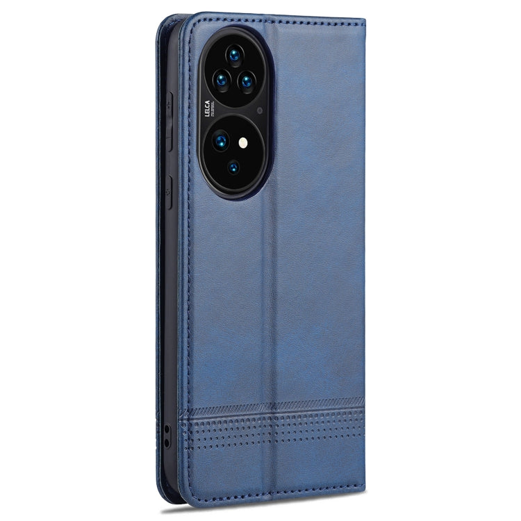 For Huawei P50 Pro AZNS Magnetic Calf Texture Horizontal Flip Leather Case with Card Slots & Holder & Wallet(Dark Blue) - Huawei Cases by AZNS | Online Shopping UK | buy2fix