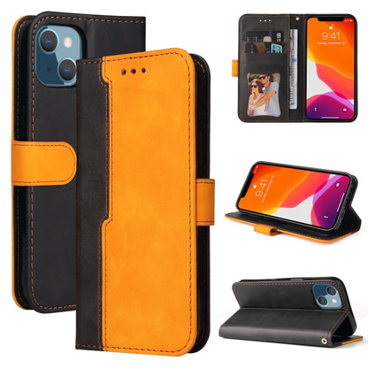 For iPhone 13 mini Business Stitching-Color Horizontal Flip PU Leather Case with Holder & Card Slots & Photo Frame (Orange) - iPhone 13 mini Cases by buy2fix | Online Shopping UK | buy2fix