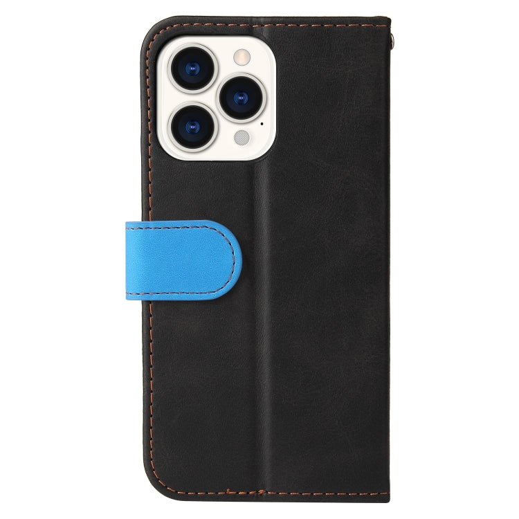 For iPhone 13 Pro Max Business Stitching-Color Horizontal Flip PU Leather Case with Holder & Card Slots & Photo Frame  (Blue) - iPhone 13 Pro Max Cases by buy2fix | Online Shopping UK | buy2fix