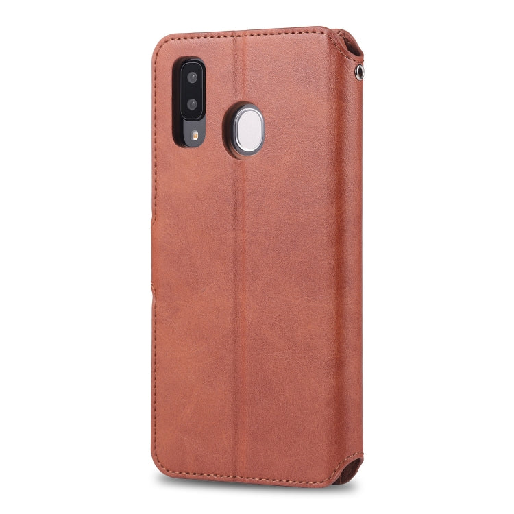 For  Galaxy A20e  AZNS Calf Texture Magnetic Horizontal Flip PU Leather Case with Holder & Card Slots & Photo Frame(Brown) - Galaxy Phone Cases by AZNS | Online Shopping UK | buy2fix