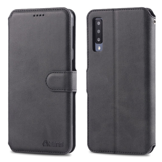 For Galaxy A70 / A7 2019 AZNS Calf Texture Magnetic Horizontal Flip PU Leather Case with Holder & Card Slots & Photo Frame(Black) - Galaxy Phone Cases by AZNS | Online Shopping UK | buy2fix