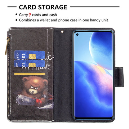 For OPPO Reno5 5G Colored Drawing Pattern Zipper Horizontal Flip Leather Case with Holder & Card Slots & Wallet(Bear) - OPPO & vivo Accessories by buy2fix | Online Shopping UK | buy2fix