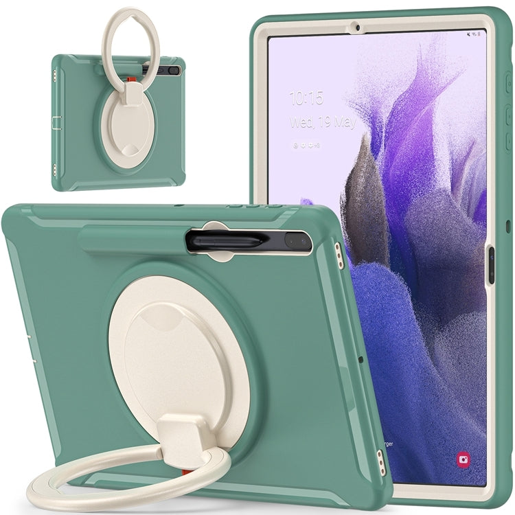 For Samsung Galaxy Tab S8+ / Tab S8 Plus /  Tab S7 FE / Tab S7+/S7 FE 12.4 inch T970 Shockproof TPU + PC Protective Case with 360 Degree Rotation Foldable Handle Grip Holder & Pen Slot(Emmerald Green) - Galaxy Tab S8+ Cases by buy2fix | Online Shopping UK | buy2fix