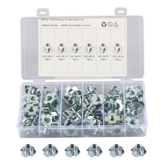 A6347 80 PCS T-Nut 4 Pronged Tee Blind Nuts Assortment Kit - In Car by buy2fix | Online Shopping UK | buy2fix
