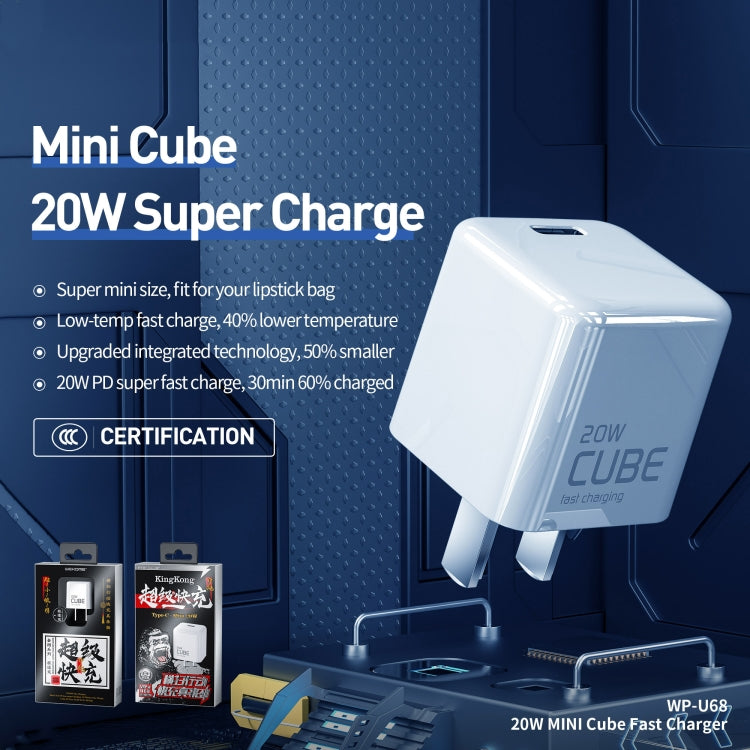 WK WP-U68 King Kong Series 20W PD USB-C / Type-C Mini Cube Super Charger, CN Plug - Apple Accessories by WK | Online Shopping UK | buy2fix