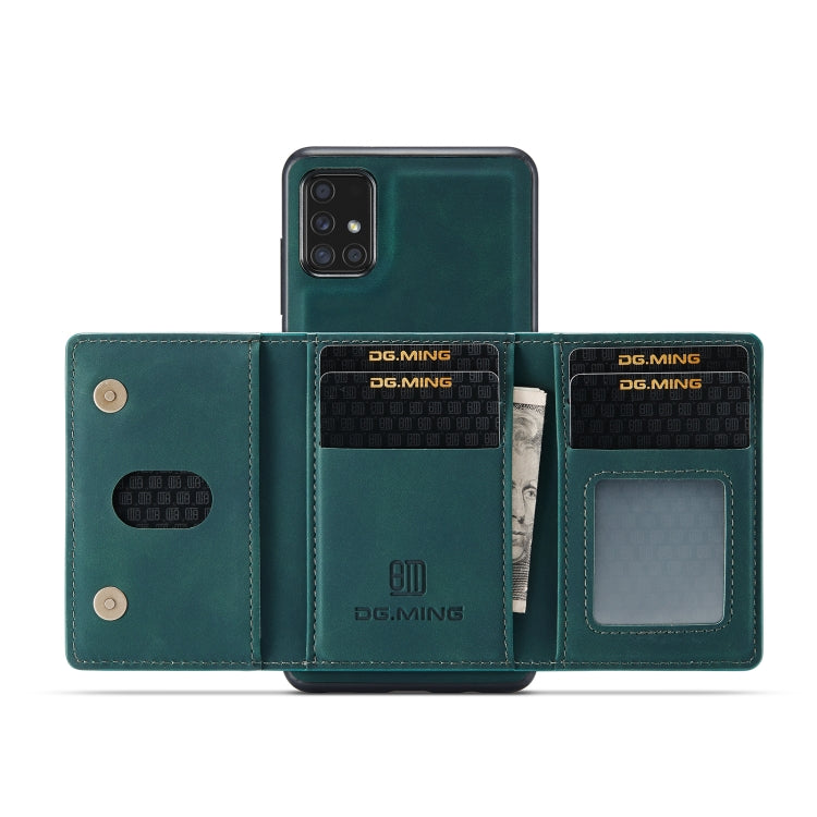 For Samsung Galaxy A71 DG.MING M2 Series 3-Fold Multi Card Bag Back Cover Shockproof Case with Wallet & Holder Function(Green) - Galaxy Phone Cases by DG.MING | Online Shopping UK | buy2fix