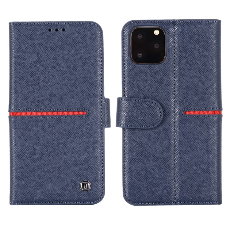 For iPhone 11 GEBEI Top-grain Leather Horizontal Flip Protective Case with Holder & Card Slots & Wallet & Photo Frame(Blue) - iPhone 11 Cases by GEBEI | Online Shopping UK | buy2fix