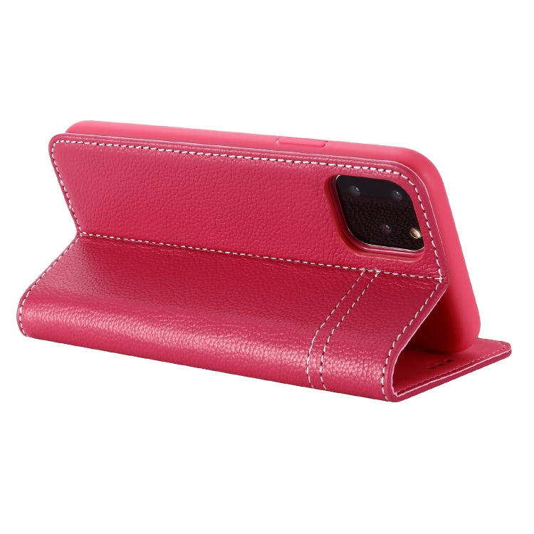 For iPhone 11 Pro GEBEI Top-grain Leather Horizontal Flip Protective Case with Holder & Card Slots(Rose Red) - iPhone 11 Pro Cases by GEBEI | Online Shopping UK | buy2fix