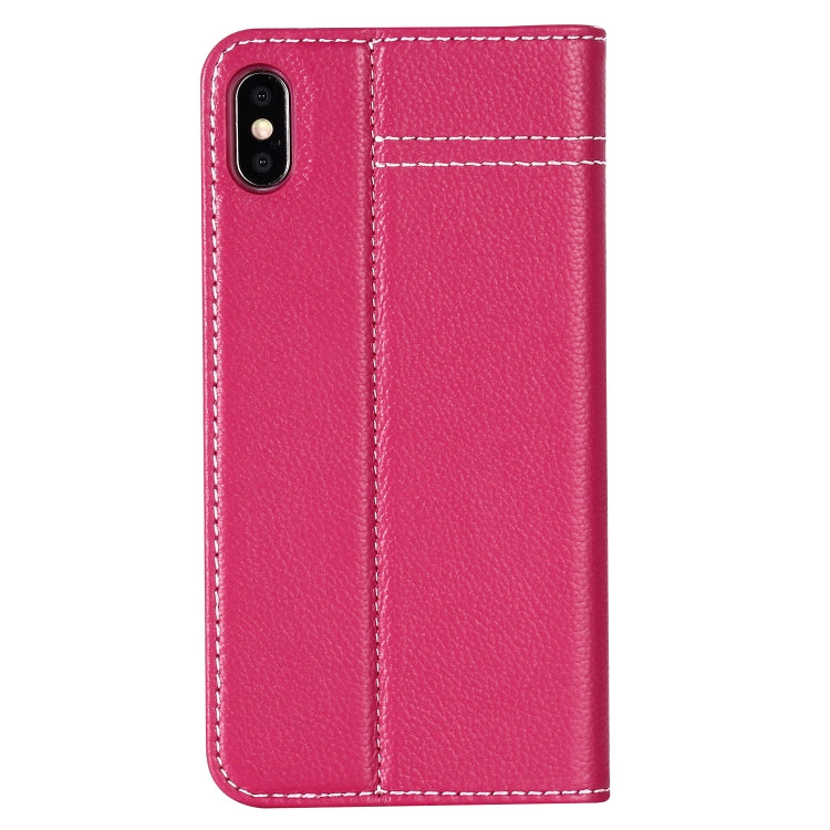 For iPhone XR GEBEI Top-grain Leather Horizontal Flip Protective Case with Holder & Card Slots(Rose Red) - More iPhone Cases by GEBEI | Online Shopping UK | buy2fix