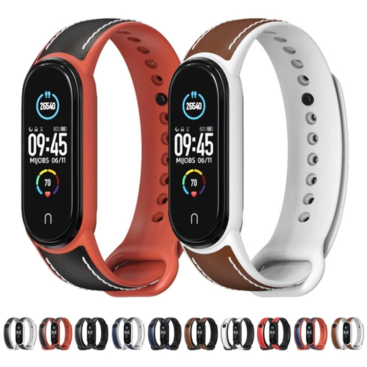 For Xiaomi Mi Band 5/6/7 MIJOBS TPU + Leather Watch Band(Red+Black) - Watch Bands by MIJOBS | Online Shopping UK | buy2fix