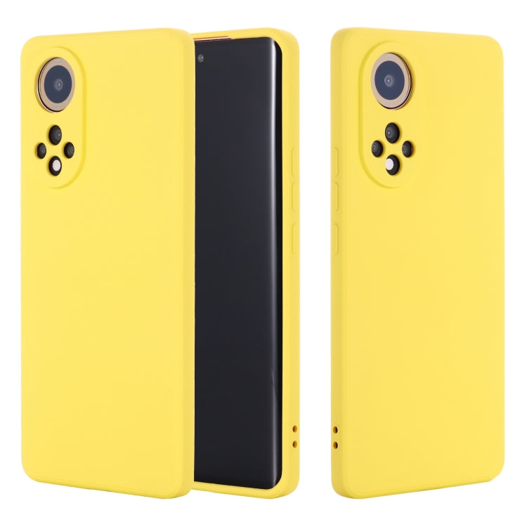 For Huawei Nova 9 Solid Color Liquid Silicone Dropproof Full Coverage Protective Case(Yellow) - Mobile Accessories by buy2fix | Online Shopping UK | buy2fix