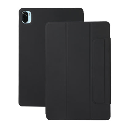 For Xiaomi Pad 5 / Pad 5 Pro Solid Color Magnetic Buckle Horizontal Flip Leather Case with Holder(Black) - Xiaomi Accessories by buy2fix | Online Shopping UK | buy2fix