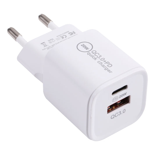 20WACB 20W QC3.0 + PD Quick Charger, Plug Specification:EU Plug(White) - Apple Accessories by buy2fix | Online Shopping UK | buy2fix