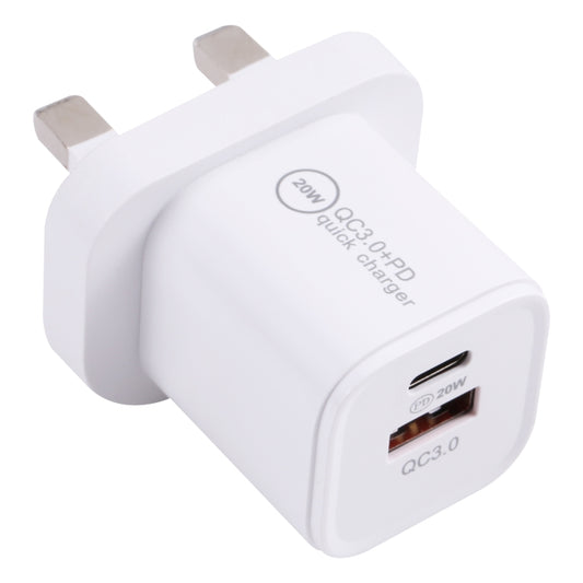 20WACB 20W QC3.0 + PD Quick Charger, Plug Specification:UK Plug(White) - Apple Accessories by buy2fix | Online Shopping UK | buy2fix
